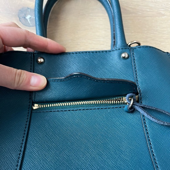 Rebecca Minkoff Mini M.A.B. Leather Mini Crossbody Tote in Teal Blue - Picture 5 of 7